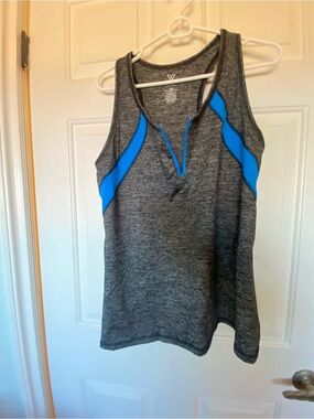 Lane Bryant Gray Tank Top with Blue Accents